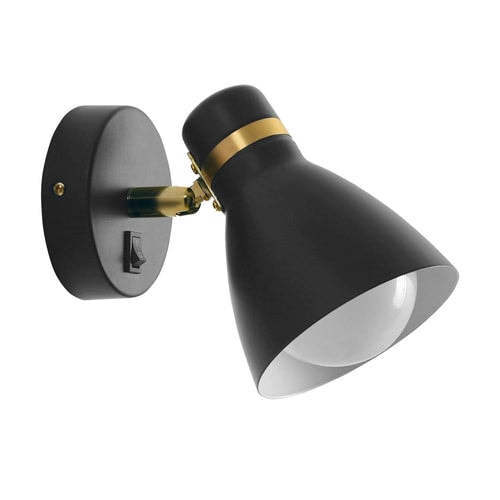 ARTE LAMP Wandleuchte Innen mit schwarzer Metall-Lampenfassung und -Lampenschirm für Flur – Spotleuchten