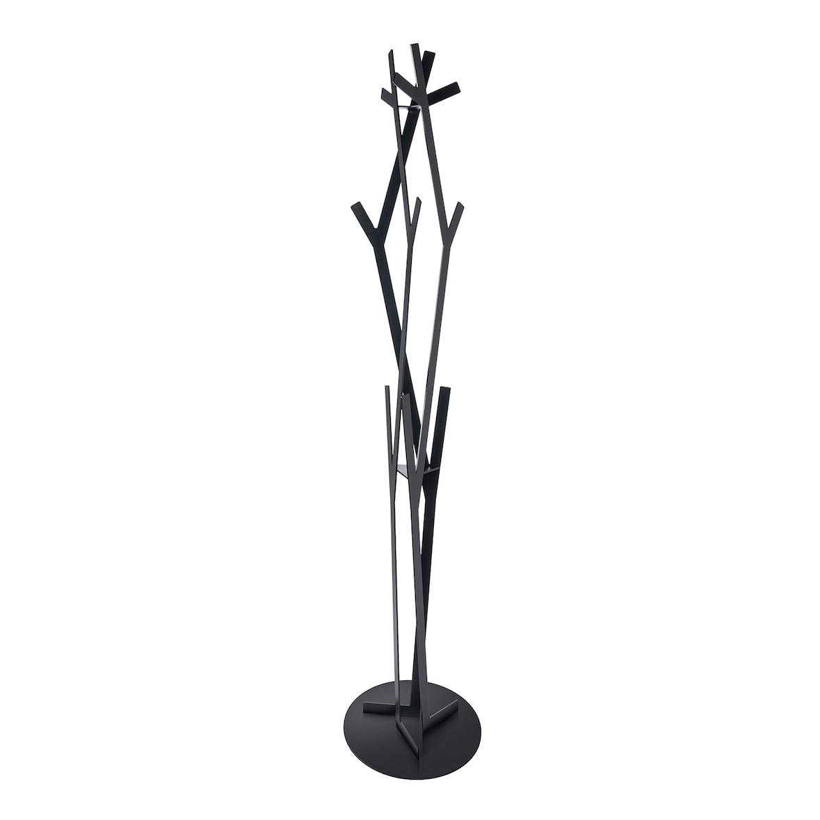 Appendiabiti da terra Uty in ferro Ø30x178 cm Design minimal moderno autoportante, Arredo per ingresso, studio o ufficio Made in Italy Nero