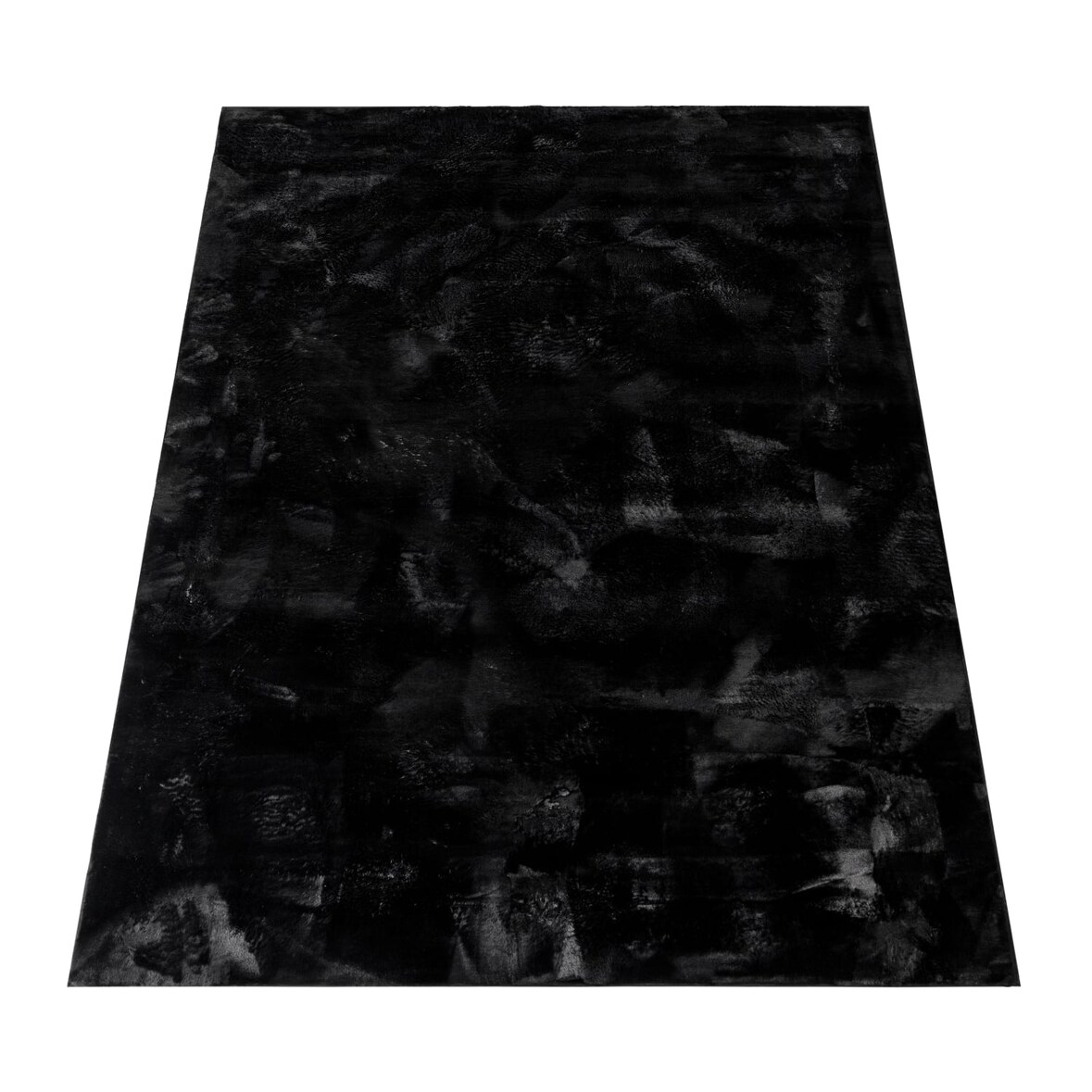 Teppich Kurzflor waschbar Einfarbig Wohnzimmer schmutzabweisend Schwarz  160x220 | 100% Polyester | Florhöhe: 10 mm | Maschinenwäsche, pflegeleicht