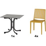 thumbnail of SIENA GARDEN Urban Lights Set 5teilig Lane Stuhl gastrotauglich mustard mit Tisch Sola 80x80