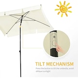 thumbnail of Ombrellone Rettangolare Da Giardino Parasole Balcone Inclinazione Regolabile Anti UV Impermeabile Per Mare Spiaggia Piscina Terrazzo 198x125 Cm Bianco