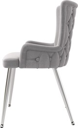 thumbnail of Esszimmerstuhl 85x47x49 cm 2er Set Samt Grau+Silber mit Metallbeinen rutschhemmend, moderne Loungesessel für Esszimmer und Wohnbereich