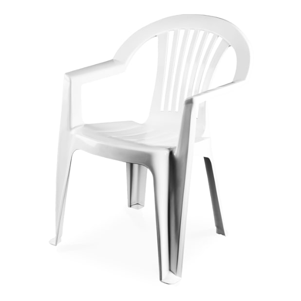 Lote de 100 sillones. Silla Cátering Blanca con Brazos, Apilable