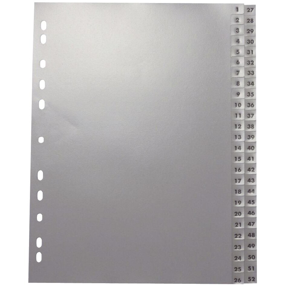 1117 Zahlenregister - 1 - 52, PP, A4, 52 Blatt, 2 Abläufe, grau