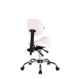 thumbnail of DELUKE® Sattelhocker mit Lehne KOLLI Höhenverstellbar, Drehbar Kunstleder pflegeleicht Rollhocker Arbeitshocker Praxishocker Arzthocker Weiß