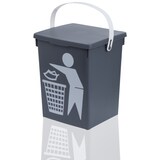 thumbnail of 2x Mülleimer Müllbehälter Abfalleimer Kunststoff Grün + Grau 23x19x16 cm Bioabfall Klappdeckel