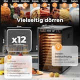 thumbnail of Balter Dörrautomat Dörrgerät mit 2 Phasen Trocknung & 12 Etagen, 1100 W, 70L Volumen, 12000 cm² Dörrfläche, BPA-frei