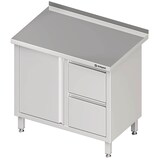 thumbnail of Stalgast Edelstahl Arbeitsschrank mit Flügeltür, 800x600x850 mm, mit 2er Schubladenblock rechts, mit Aufkantung, verschweißt