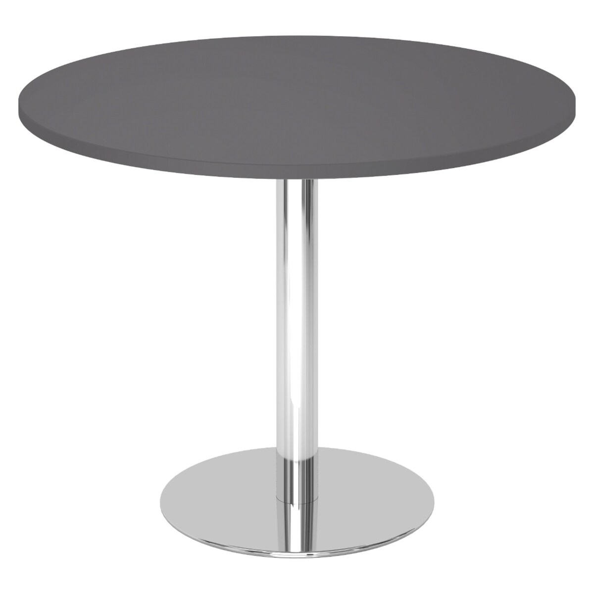 bümö Besprechungstisch, Esstisch groß, Tisch rund 100x100 cm in graphit, Gestell: verchromt - großer Rundtisch für 2 Personen mit Holz-Platte,