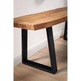 thumbnail of Garderobenbank 120x40x45,5 cm Akazie Massivholz / Metall mit Baumkante, Sitzbank Flur Holzbank Massiv ohne Lehne, Flurbank Modern Eingangsbereich