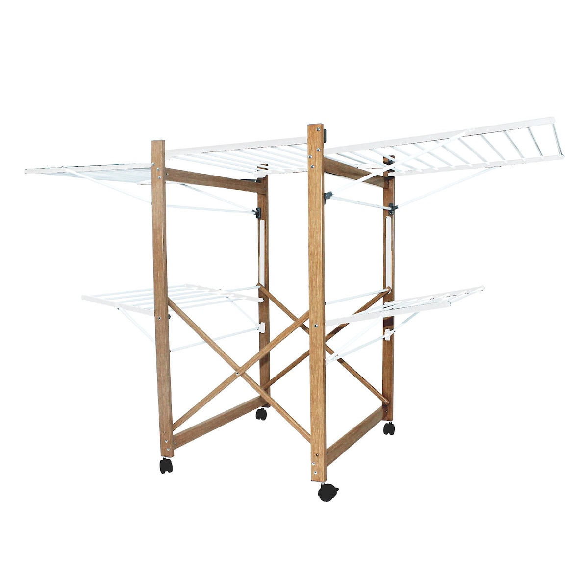 Kitchen Move Stendibiancheria con ruote USHUAIA bianco 32M Alluminio Legno