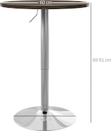 thumbnail of Runder Bartisch, höhenverstellbar & 360° drehbar, verzinkter Stahlfuß, Ø60 x 69–91 cm, Braun