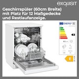 thumbnail of Exquisit PLUS Geschirrspüler 60 cm, 12 Maßgedecke, Unterbaufähig, Startzeitvorwahl, 11 Liter, GSP56312-030E weiss