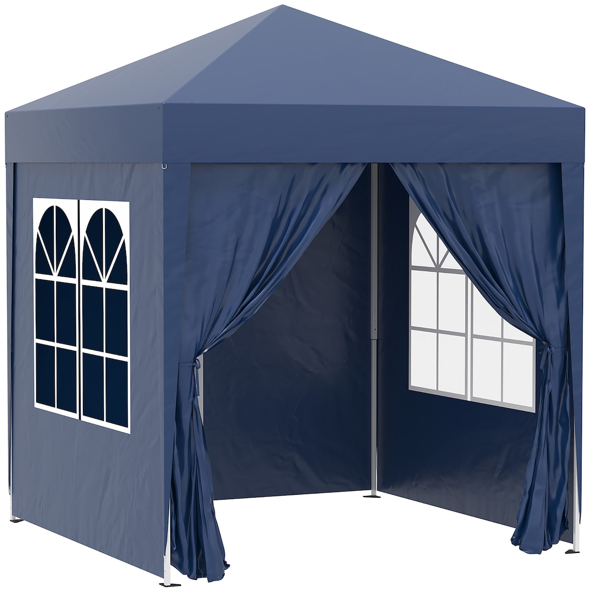 Outsunny Tenda Dobrável 2x2 m com 4 Paredes Laterais Portas Janelas Azul