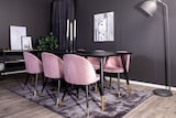 thumbnail of Dipp180x90BLBR Essgruppe Esstisch schwarz und 6 Velvet Esszimmerstühle Velour pink, schwarz, Messing dekor.