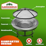 thumbnail of GARDEBRUK® Feuerschale mit Funkenschutz Schürhaken Edelstahl Ø75cm Feuerstelle Feuerkorb Terrassenofen Grill Garten