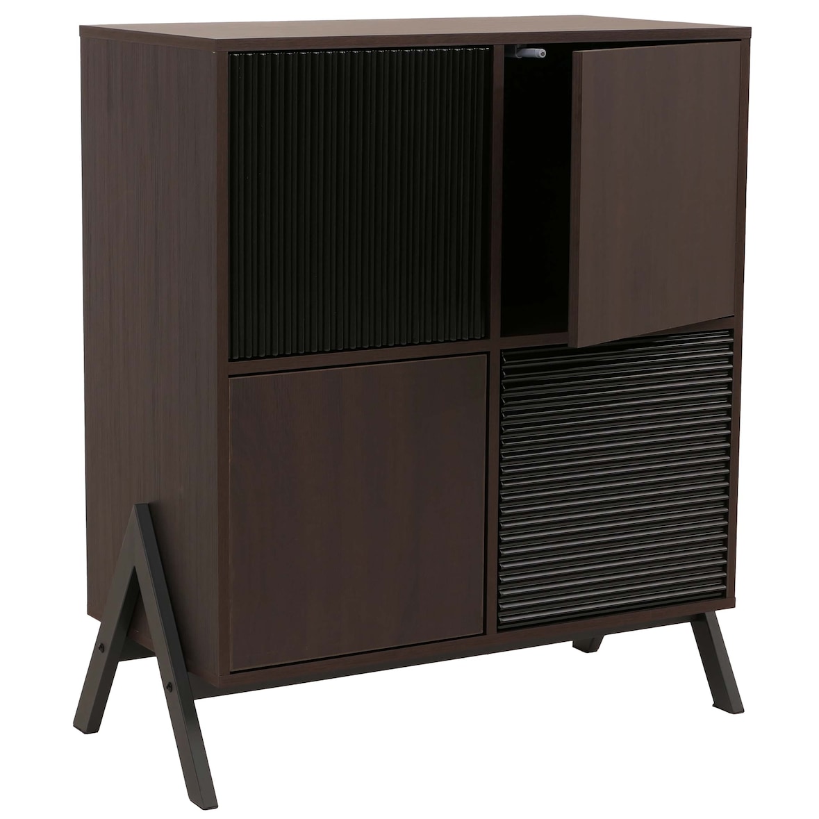 Kommode HWC-O40, Schrank Sideboard Highboard mit Türen Staufächer, MDF Metall Melamin 94x79x40cm ~ Walnuss-Optik