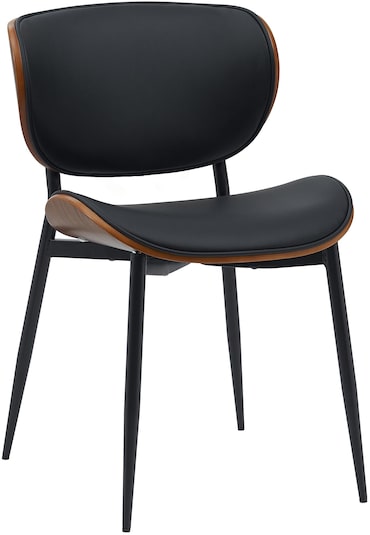 Sedia Enid con rivestimento in similpelle o tessuto Noce/nero/Finta pelle