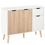 thumbnail of Aparador Mueble Auxiliar de Almacenamiento con 2 Armarios de Puerta y Cajón Patas de Madera para Sala de Estar Cocina Dormitorio 90x30x72 cm