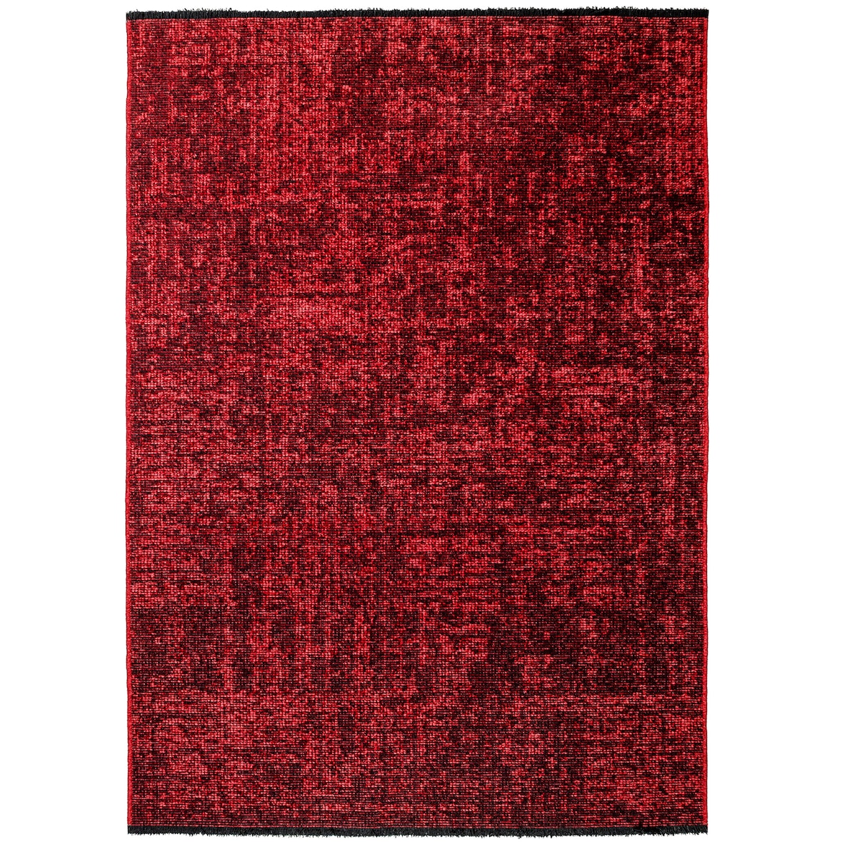 Carpetsale24 Baumwolle Teppich Rot 240x340 cm  Waschbar Vintage Kelim Kurzflor Rutschfest & Weich Einfarbig Meliert Für Wohnzimmer Schlafzimmer