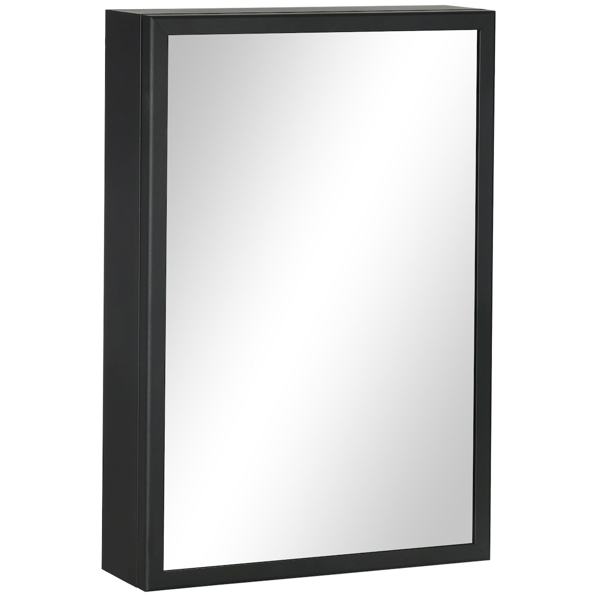 Spiegelschrank Badschrank Schwarz 40x12x60 cm mit 3 Regalfächern, wandhängend, Edelstahlkorpus und Aluminiumrahmen, lackierte Oberfläche
