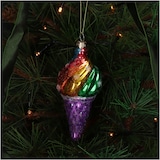 thumbnail of Christbaumschmuck Glas 11,7cm Eis in Waffel Figur Handbemalt mit Glitzer Weihnachtsbaum Anhänger Christbaumanhänger Weihnachtsbaumschmuck Eiscreme