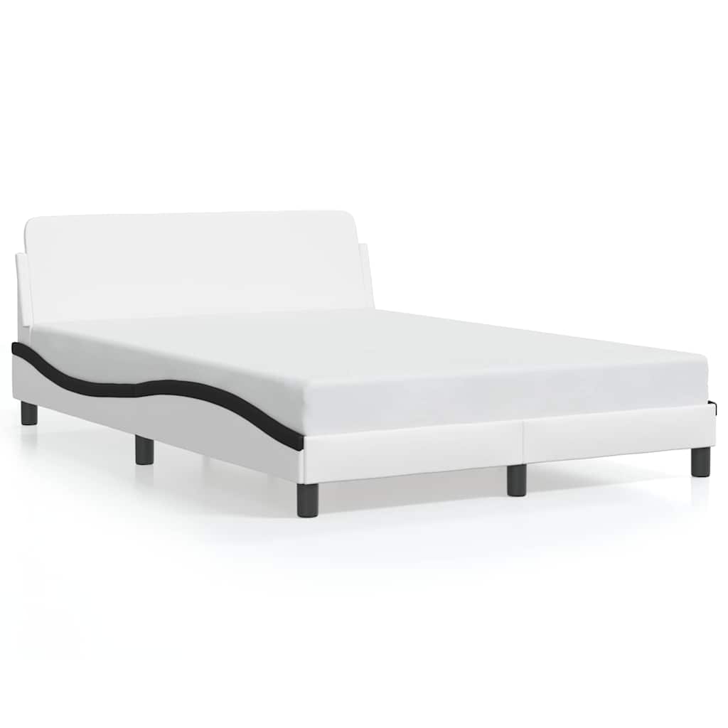 vidaXL Bettgestell "Dover" Weiß und Schwarz 140x190 cm Kunstleder