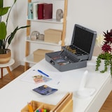 thumbnail of Relaxdays Geldkassette, 3-stellige Zahlenkombination, Münzeinsatz, Geldkasten Eisen, H x B x T: 8,5 x 30,5 x 25 cm, grau