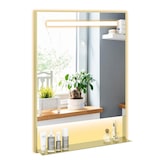 thumbnail of Helloshop26 - Miroir de salle de bain 80 x 60 x 3,5 cm avec fonction anti-buée et rangement intégrée style moderne en aluminium or 20_0021080