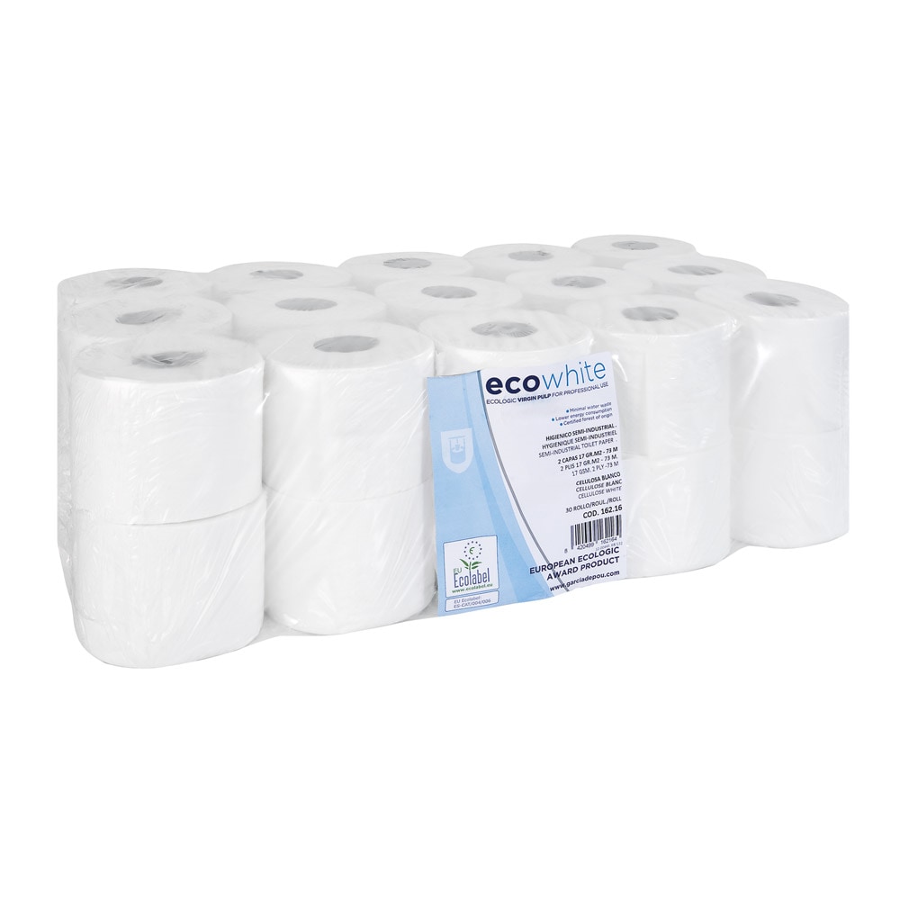 Papel Higiénico Semi-Industrial Ecolabel 2 Folhas - 73 M  17 G/M2 Ø12,5X9,5 Cm Branco Tissue (30 Unidades)