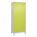 thumbnail of C+P Spind Classic PLUS, Füßen, 2 Abteile, HxBxT 195x80x50cm, Zylinderschloss, Hellgrau/Clowngrün von PROREGAL