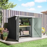 thumbnail of Cobertizo de jardín de exterior 1,26 m² 147x86x134 cm caseta de metálico con 2 puertas y cerradura para almacenamiento de herramientas negro