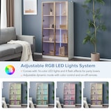 thumbnail of LED Glasvitrine 80x40x160 cm Weiß mit verstellbaren Einlegeböden, Flügeltüren und stimmungsvollem Licht für Wohnzimmer und Büro