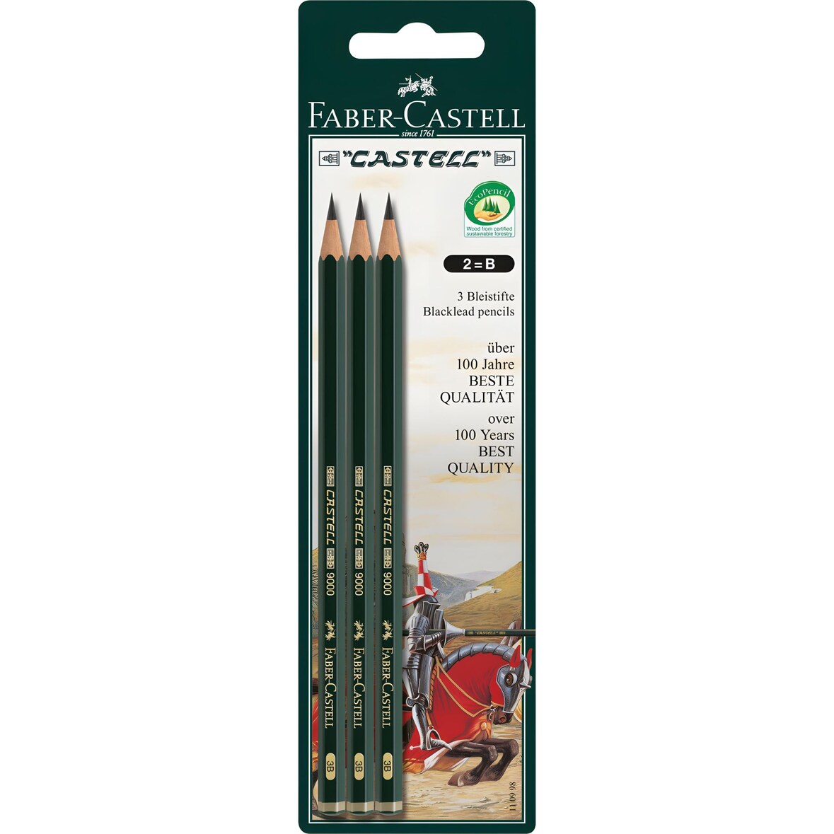 Faber Castell Bleistift 9000 B grün 3er