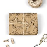 thumbnail of Bobina papel de regalo, rollo grande 62cm x 100m •kraft plumas• ideal para: tiendas negocios comercios envolver regalos cumpleaños