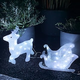 thumbnail of Acryl Rentier Schlitten 80 LED Weihnachtsbeleuchtung Außenbeleuchtung