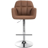 thumbnail of Banco de bar em pele Natoma marrom claro/metal cromado