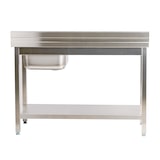 thumbnail of Romux® Fregadero de Acero Inoxidable de 1 Seno con Escurridor Izquierda 1400x700x850 mm Desmontable | Pica Industrial con patas | Pila Lavadero