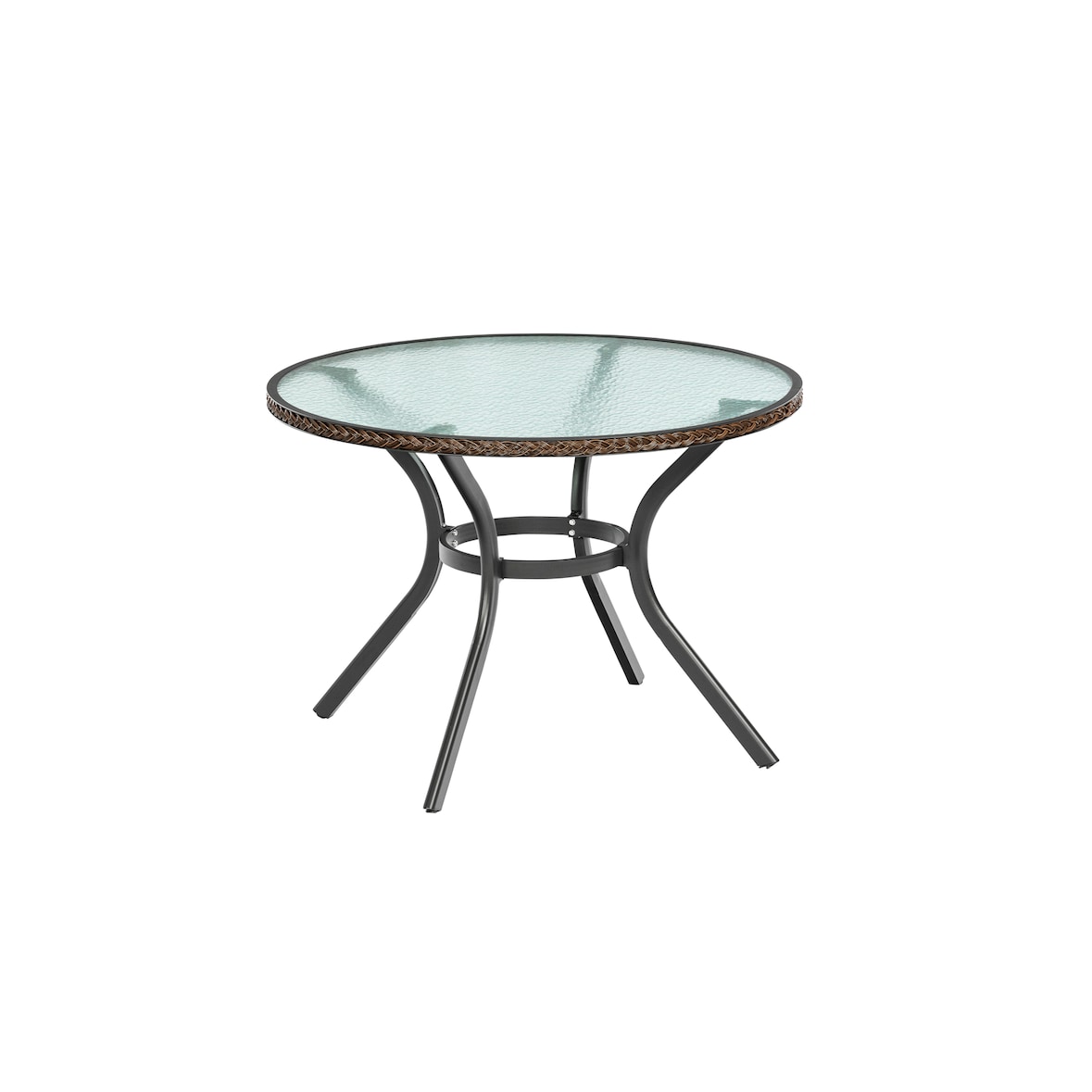 Merxx Ravenna Tisch Rund, Ø 100 cm, Aluminium/Kunststoffgeflecht/Glas, Graphit/Schoko