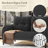 thumbnail of Zweisitzer Sofa 120x75 cm aus Cord mit ergonomischer Rückenlehne – Stilvolles Design und hoher Komfort in Grau
