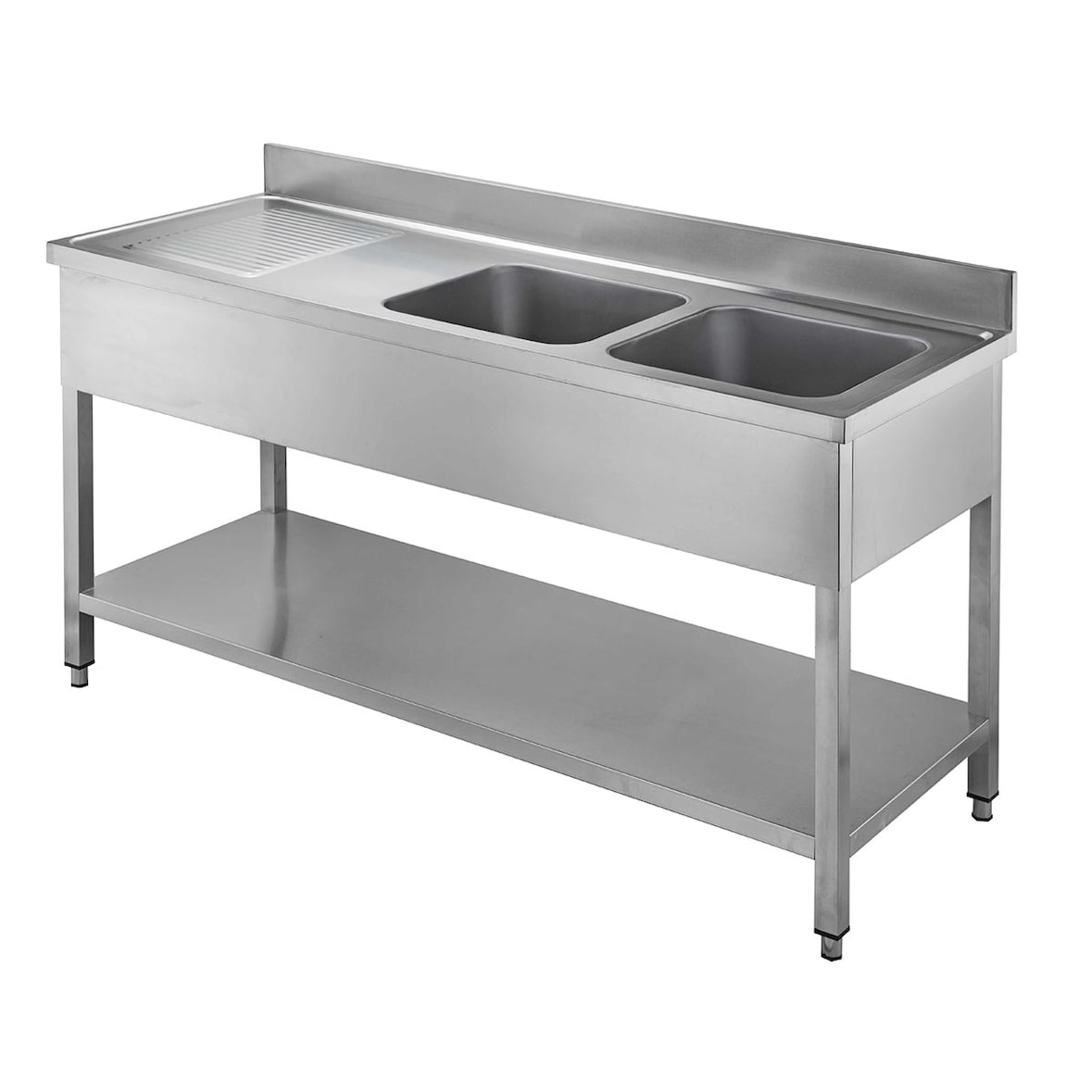 fregadero vaiotec / 2 cubetas derecha y escurridor, 1600 x 700 mm