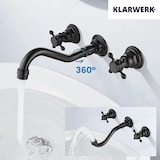 thumbnail of JULIAAN | Vintage 3-gats badkamerkraan wandmontage zwart mat | Keuken Retro RVS Kraan Spoelbak | Antieke 2-greepsmengkraan wandgastro