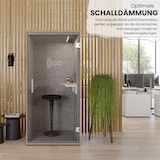 thumbnail of bümö quietlyCast Telefonbox in Weiß-Asteiche mit Schalldämmung, Beleuchtung & Stromanschlüssen, Telefonkabine als Raum-in-Raum System, Telefonzelle