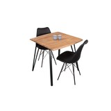 thumbnail of Esstisch Baumkante 90 x 90 cm Akazie massiv naturfarben Metallgestell Schwarz CELIA