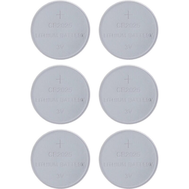 Packung mit 6 Inline-Knopfzellenbatterien, 3 V Lithium, Cr2025