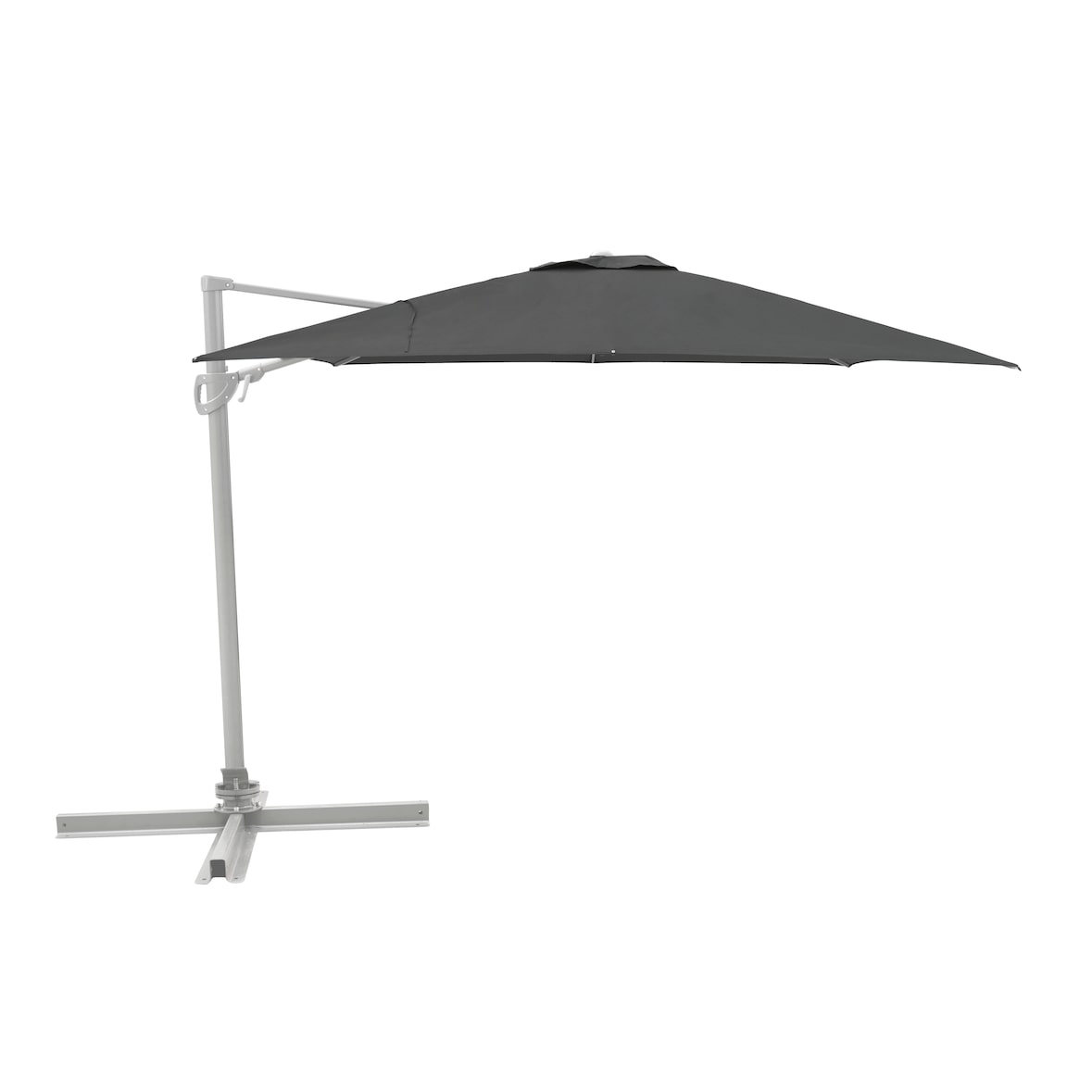 METRO PROFESSIONAL Parasol ROMA, aluminium/polyester, 3 x 3 m, ouverture à manivelle, rotation à 360°, protection UV50+, hydrofuge, gris/platine