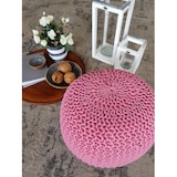 thumbnail of PREMIUM XXL Sitzhocker Pouf  ø 55cm  Strickpouf Indoor u. Outdoor - pflegeleicht & nachhaltig : pink - rosebloom
