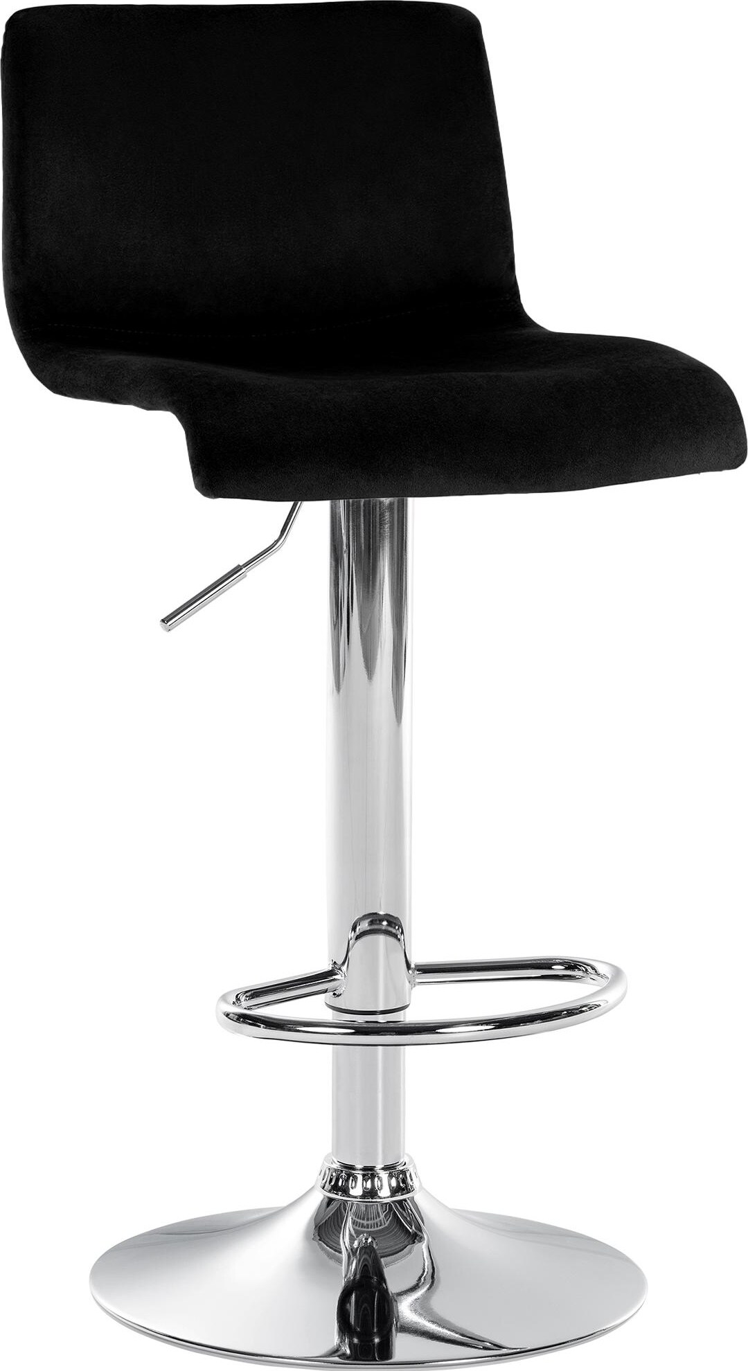 Barhocker PESAN - Samt Schwarz 39x36x83 cm Silber | Barstuhl Höhenverstellbar Mit Lehne Drehbar Tresenhocker Tresenstuhl Kneipenhocker Kneipenstuhl