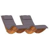 thumbnail of vidaXL Ligstoel met kussen 2-persoon 2 pcs Bruin Massief Acaciahout