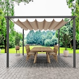 thumbnail of Gazebo Pergola 3 x 3 M Pergolato Con Telo Beige Impermeabile Retrattile Richiudibile Struttura In Acciaio Per Giardino Terrazzo Piscina Esterno Fiere